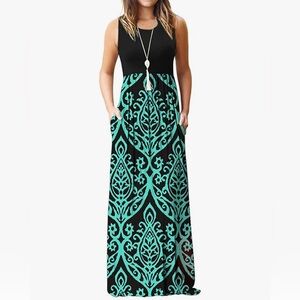 Auselily Women’s Sleeveless Loose Maxi Dress, XS